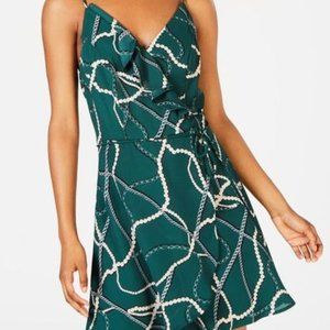 Teeze Me Juniors' Status Faux-Wrap Dress (size 3/4 Hunter Green)
